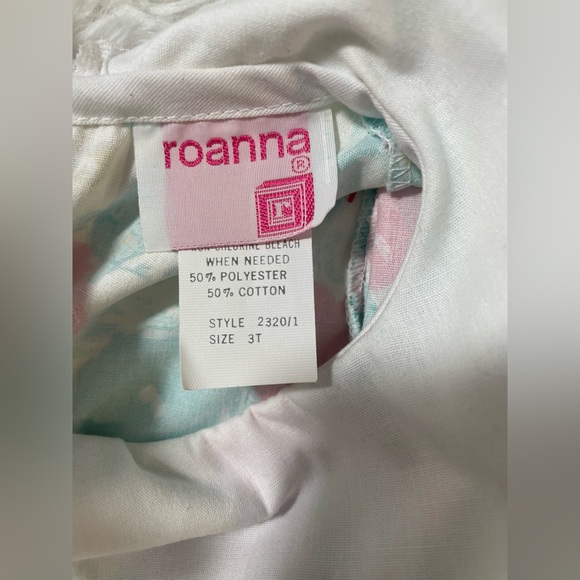 NEW Vintage Roanna 90s 80s Victorian Lace Bib Collar Pink Floral Dress Girls 3T - Picture 5 of 9